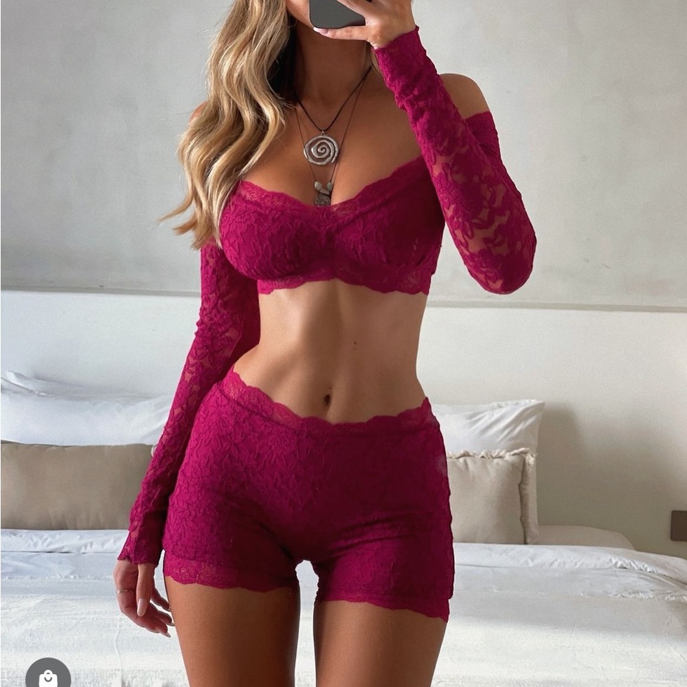 Magenta lace two piece
